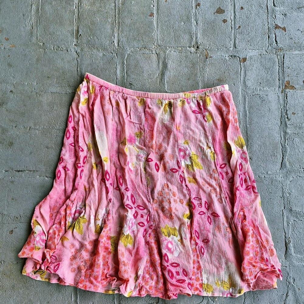 Vintage y2k forbidden pink floral crinkle skirt